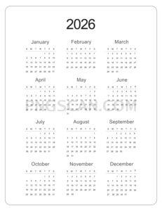 Calendar 2026 2511x3250 cutout from Calendar 2026