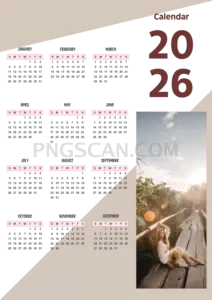 Calendar 2026 2651x3750 cutout from Calendar 2026
