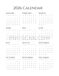 Calendar 2026 2511x3250 cutout from Calendar 2026