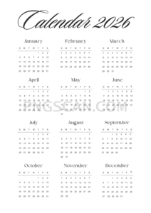 Calendar 2026 2475x3500 cutout from Calendar 2026